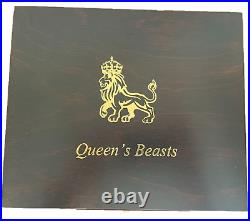 Queens Beasts Silver Gilded Complete Collection Boxed Ten x 2 Oz. 999 Ag Au