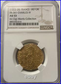 RARE 1322-28 FRANCE ROYAL d'Or CHARLES IV GOLD COIN! From the MORRIS COLLECTION