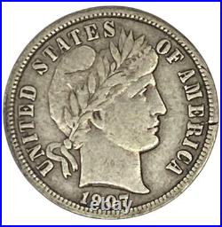RARE? 1907 Barber Dime AU REPUNCHED DATE Collectable Variety Coin