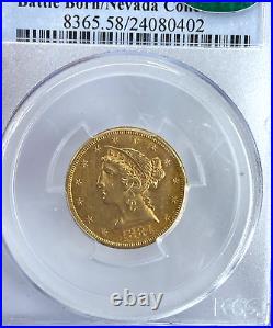 RARE CAC 1884-CC, PCGS, AU 58 $5 Gold Half Eagle Battle Born Nevada Collect