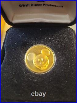 RARE DISNEY 22 ktk Gold Plated / Mickey Mouse / Medallion, Coin, Medal, Token