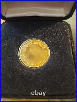RARE DISNEY 22 ktk Gold Plated / Mickey Mouse / Medallion, Coin, Medal, Token