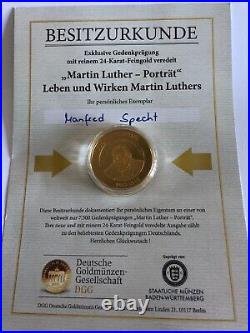 RARE MARTIN LUTHER Double Sided Gold Plated Coin in Plastic Box