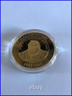 RARE MARTIN LUTHER Double Sided Gold Plated Coin in Plastic Box