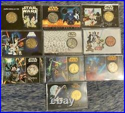 RARE STAR WARS WALT DISNEY WORLD PASSHOLDER WEEKEND GOLD COINS & CASES Lot Of 13