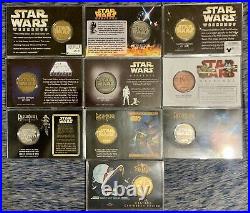 RARE STAR WARS WALT DISNEY WORLD PASSHOLDER WEEKEND GOLD COINS & CASES Lot Of 13