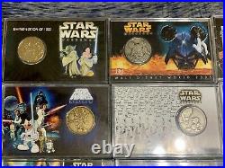 RARE STAR WARS WALT DISNEY WORLD PASSHOLDER WEEKEND GOLD COINS & CASES Lot Of 13