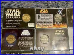 RARE STAR WARS WALT DISNEY WORLD PASSHOLDER WEEKEND GOLD COINS & CASES Lot Of 13