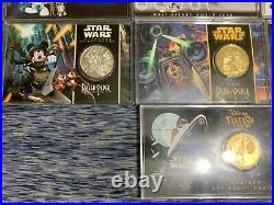 RARE STAR WARS WALT DISNEY WORLD PASSHOLDER WEEKEND GOLD COINS & CASES Lot Of 13