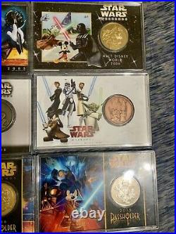 RARE STAR WARS WALT DISNEY WORLD PASSHOLDER WEEKEND GOLD COINS & CASES Lot Of 13