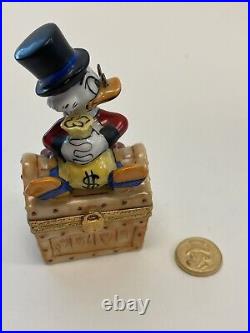 RARE Scrooge McDuck Disney Artoria Limoges Box Wish Box Trinkets with Gold Coin