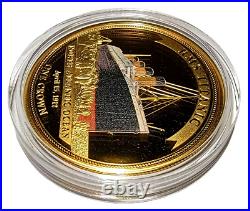 RMS Titanic One Crown Gold Plated Proof Coin The Legendary Shipwrecks 2017