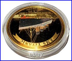 RMS Titanic One Crown Gold Plated Proof Coin The Legendary Shipwrecks 2017