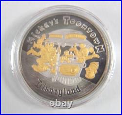 Rare 1993 Disney Mickey Toontown Opening Date 1ozt. 999 Silver Proof Round Gold