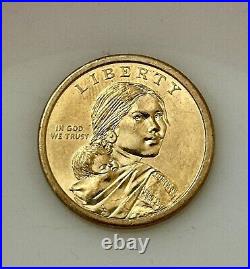 Rare 2009-P Sacagawea US Dollar Coin Rim Lettering Collectible $1 Gold