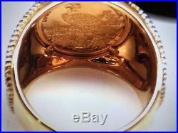 Rare Bradford Exchange Indian Head 24k Gold Coin Men's Ring Gp Size 13.5