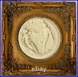 Rare Enrico Braga Antique Marble Cherub Plaque Plate Perfugium Regibus Coin Back