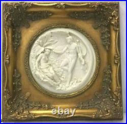 Rare Enrico Braga Antique Marble Cherub Plaque Plate Perfugium Regibus Coin Back