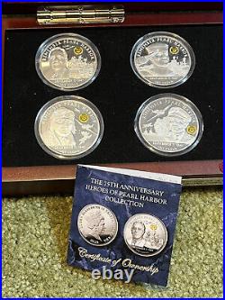 Rare Limited Edition Pearl Harbor Silver & Gold Plated Proof 8 Coin Collection