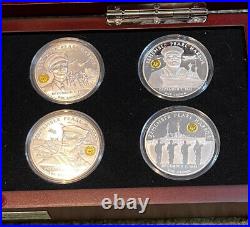 Rare Limited Edition Pearl Harbor Silver & Gold Plated Proof 8 Coin Collection