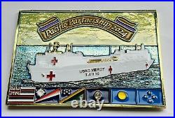 Rare Navy USN Challenge Coin Golden Shellback Certificate Coin USNS Mercy