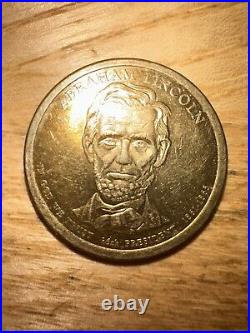 Rare TONED Collectible Abraham Lincoln Presidential 1$ Gold Dollar Coin