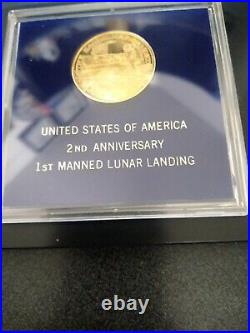 Rare Vip Apollo 11 Mfa Flown Metal Nasa Columbia Eagle Moon Gold Medal Coin