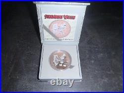 Rare! Walt Disney Silver/Pink Gold 999/1000 Mickey Mouse Steamboat 1oz Coin