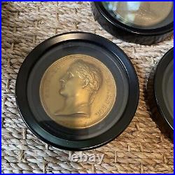 Rare cast relief gold european coin coaster set