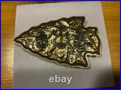 Rare kansas city chiefs, gold plated 3D arrowhead challenge coin and display box