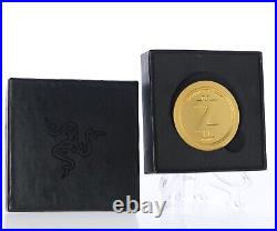 Razer Gaming zGOLD Collectible Token Coin Gold-Tone Super Rare with Box 40g 45mm