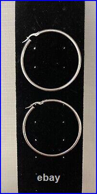 Roberto Coin 18K Large White Gold Hoop Earrings from the Perfect Gold Collection