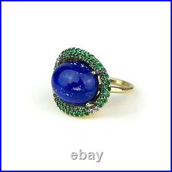 Roberto Coin Art Deco Haute Couture Collection Ring 18k Gold Tsavorite Diamond