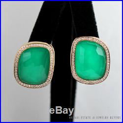 Roberto Coin Black Jade Collection Green Agate Diamond 18k Yellow Gold Earrings