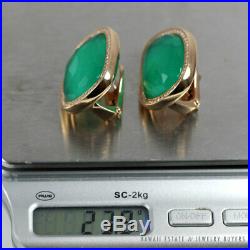 Roberto Coin Black Jade Collection Green Agate Diamond 18k Yellow Gold Earrings