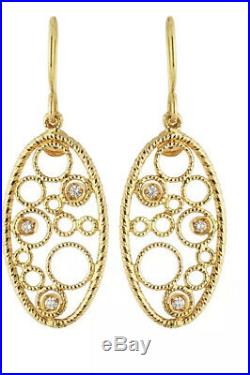 Roberto Coin Bollicine 18K Yellow Gold Earrings with Diamonds French Wire NEW