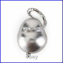 Roberto Coin Perl L'Amore Collection Diamond Pendant Faux Pearl 18K White Gold