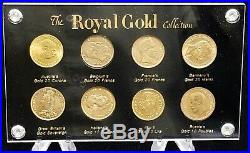 Royal Gold 8 Coin Collection 20 Francs, Coronas, Marks, Rouble, Sovereign, Lire