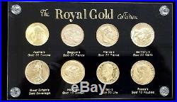 Royal Gold 8 Coin Collection 20 Francs, Coronas, Marks, Rouble, Sovereign, Lire