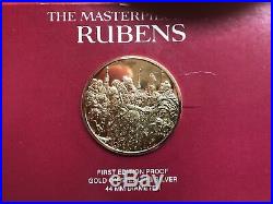 Rubens Masterpieces Franklin Mint 7pc 24k Gold Plated Sterling Silver Coin Set