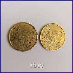 SET of 2 coins Rare 50 euro cent Coin 2000 Spain Cervantes Collectible