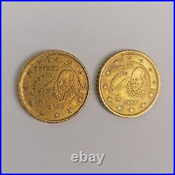 SET of 2 coins Rare 50 euro cent Coin 2000 Spain Cervantes Collectible