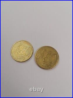 SET of 2 coins Rare 50 euro cent Coin 2001 Spain Cervantes Collectible