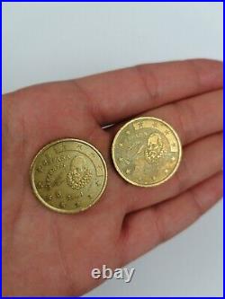 SET of 2 coins Rare 50 euro cent Coin 2001 Spain Cervantes Collectible