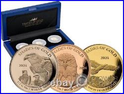 SHADES OF GOLD Eagle 3 Gold Coins Set 10$ Solomon Islands 2024