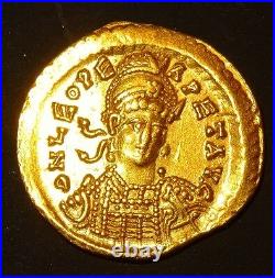 SOLIDUS LEO I. 457-474 AD. AV CONSTANTINOPLE ROMAN GOLD COIN LEON 1er