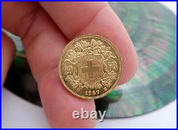 SWISS 1927b 20 FRANCS GOLD COIN HELVETIA OLD COLLECTION