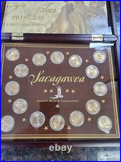 Sacagawea Golden Dollar Coin Gallery Collection Set in Wooden Box