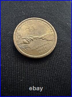 Sacagawea Wanpanweo Treaty 1621 USA Dollar Coin Gold Color (Collectible Piece)