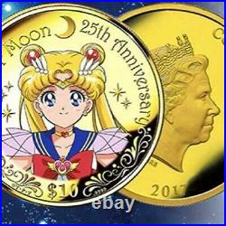 Sailor Moon Official Color Gold Coin withmusic box 2000 Limited 25th anniversary